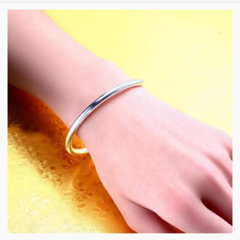 SOLD OUT RESTOCKING!! 925 Silver Smooth Cuff Bangle Bracelet - Picture 5 of 16